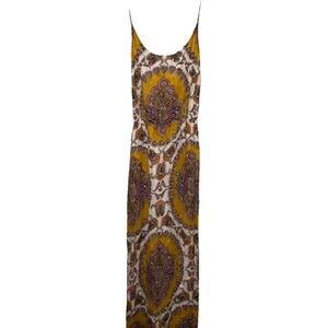 Anthropologie Akemi + Kin Mustard Medallion Paisley Print Maxi Dress Size S